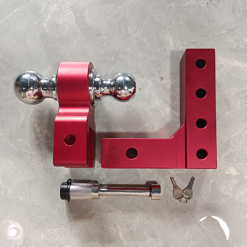 ya 2 6.26.2 Red adjustable trailer hitch with double ball mount fits 2 inch receiver and 6 inch drop hitch