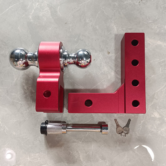 ya 2 6.26.2 Red adjustable trailer hitch with double ball mount fits 2 inch receiver and 6 inch drop hitch