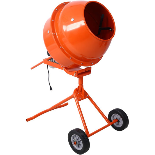 ya 16 370W Orange Portable Electric Concrete Mixer,4.6 cu/ft.,Cement Barrow