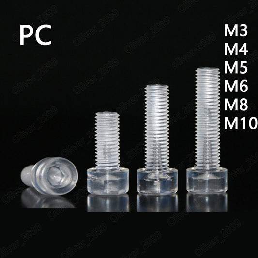 Transparent Plastic PC Hex Socket Bolt Cap Head Screws M3 M4 M5 M6 M8 M10
