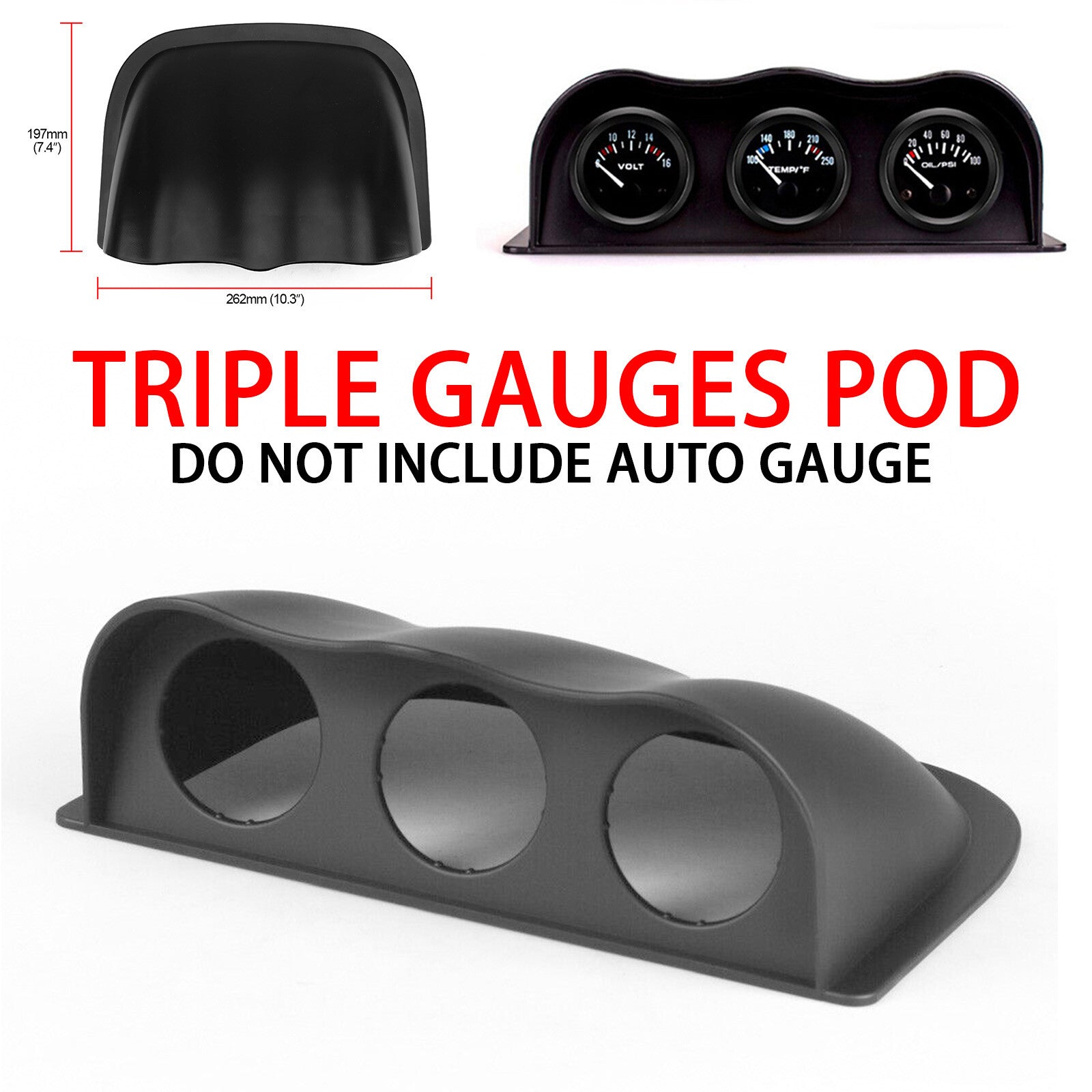 ya 5 8.7 2'' 52mm Car Triple Dash Gauge Meter Pod 3 Hole Dashboard Mount Holder Pod Black