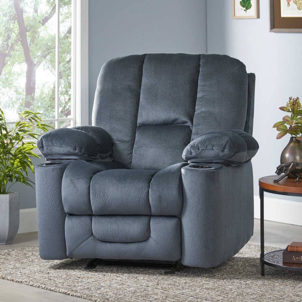 ya 28 Luxurious Manual Recliner Silver - Skin-Friendly Fabric, Dual Cup Holders