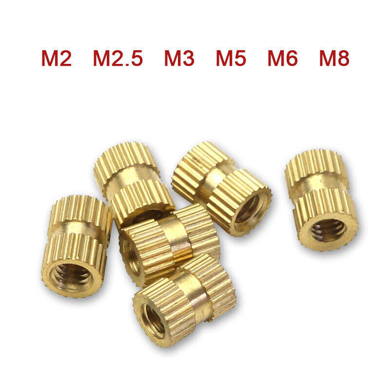 M2-M8 Brass & Copper Thread Inserts with Knurled Nuts (Pack of 20)