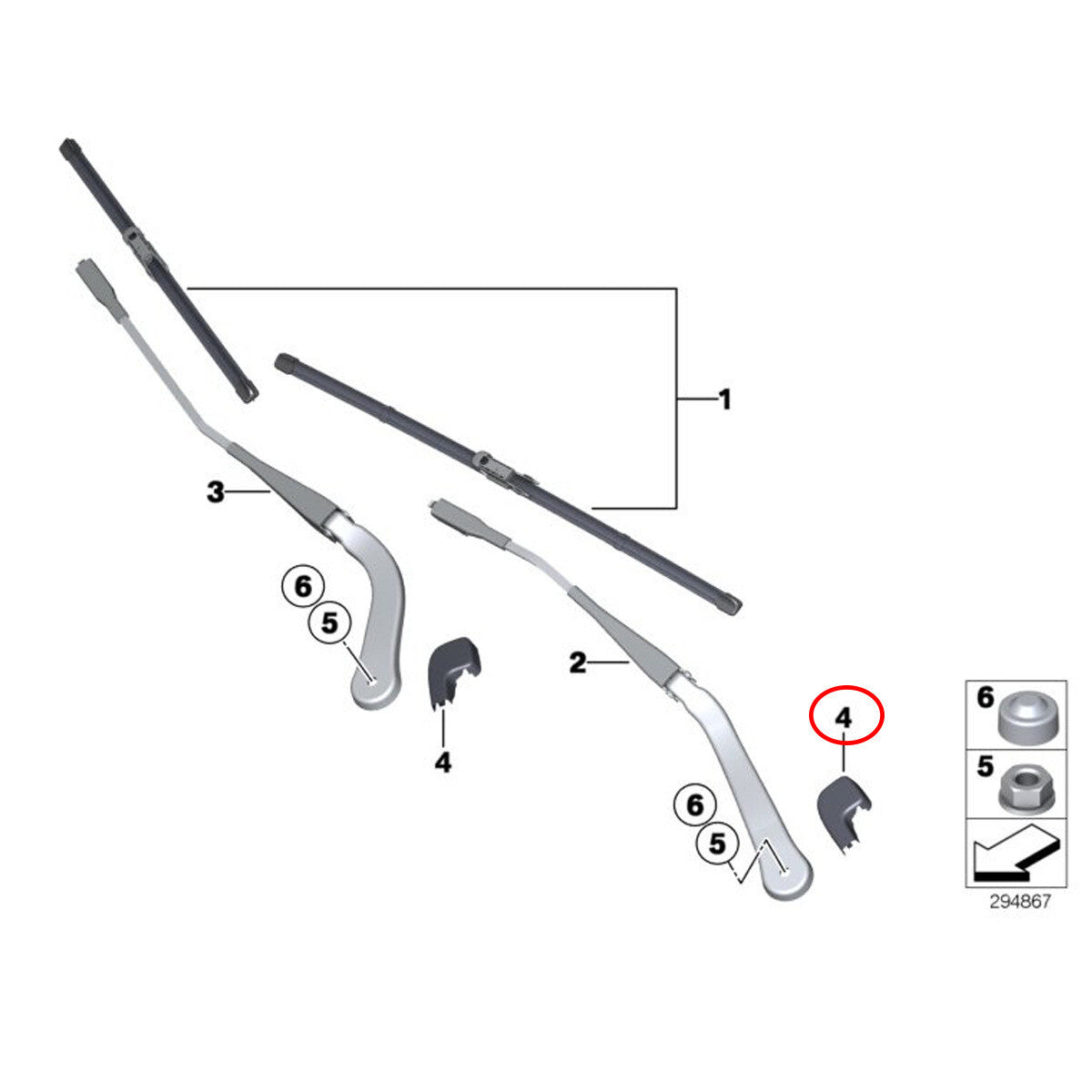 ya 5 8.7 Front win for DS hield wiper arm head bolt nut cover suitable for BMW 325i 328i 330i 335d