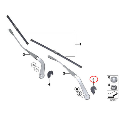 ya 5 8.7 Front win for DS hield wiper arm head bolt nut cover suitable for BMW 325i 328i 330i 335d