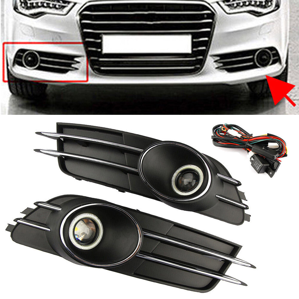 ya 13 5.27.2 for Audi for A6 A6L C7 2012-15 Front Bumper Fog Light Grille Grill + Fog Light Lamp