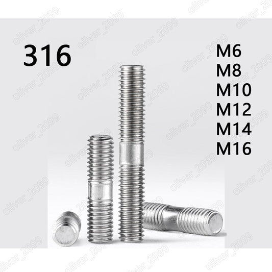 316 Stainless Steel Double End Studs Rods Clamping Type M6 M8 M10 M12 M14 M16