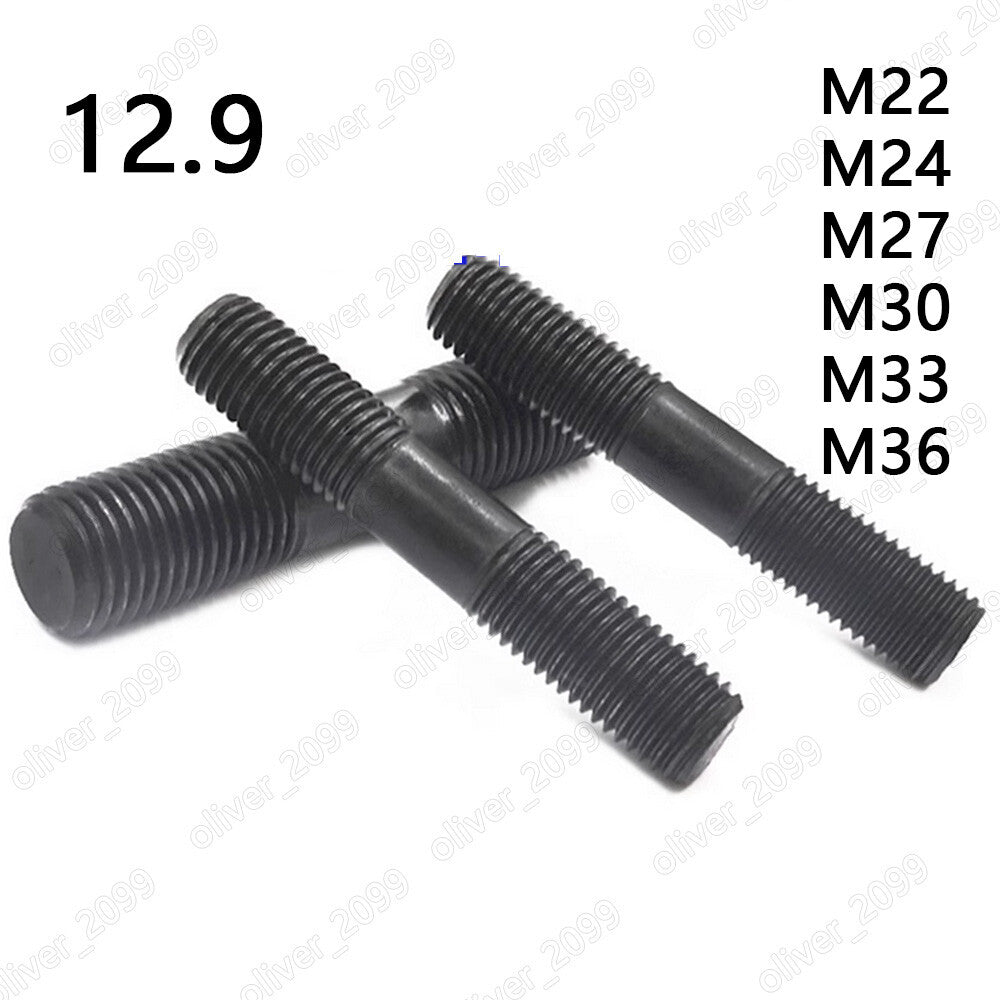 Black 12.9 Steel Double End Studs Rods Clamping Type M22 M24 M27 M30 M33 M36