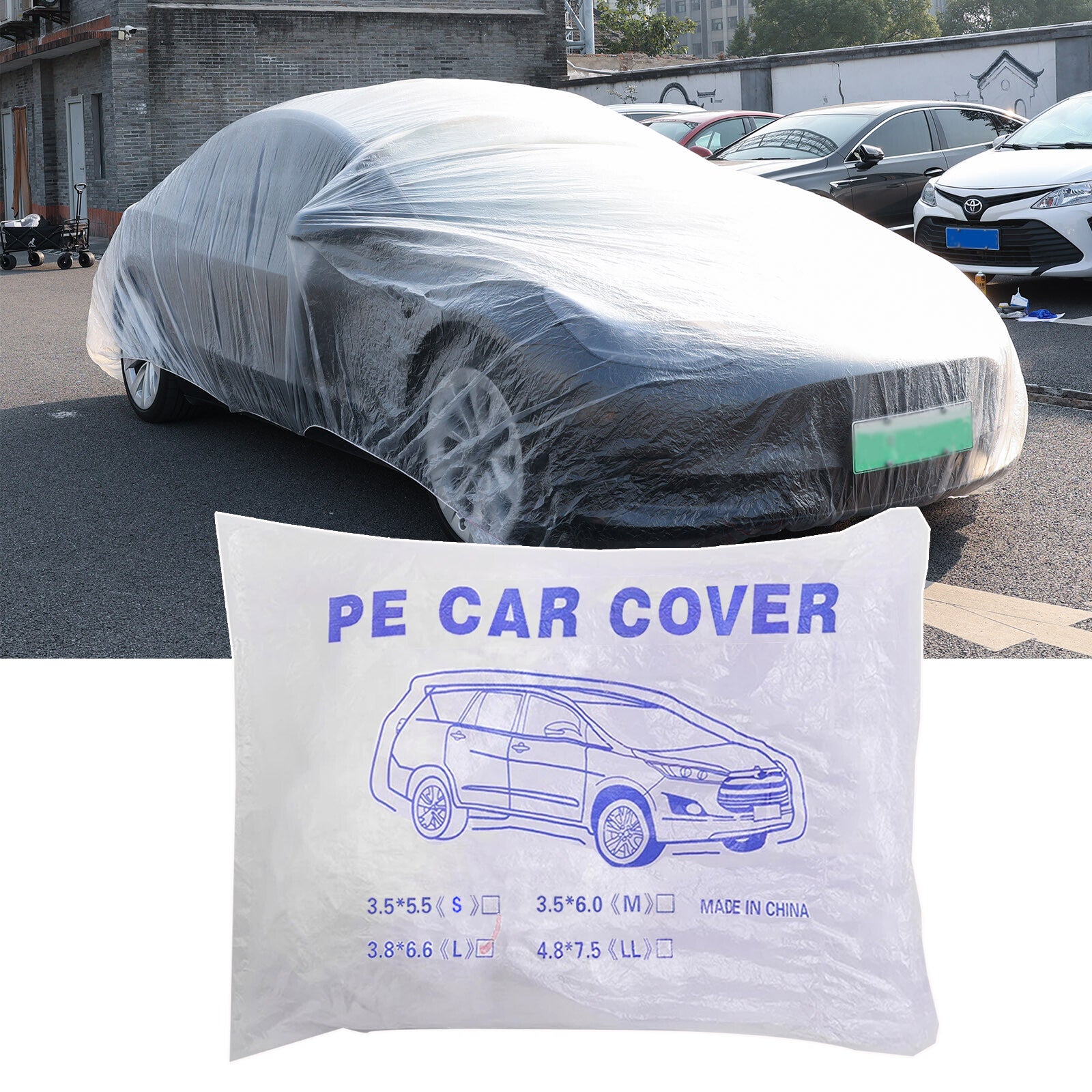 ya 2 6.26.2 Universal Disposable Car Cover Transparent Waterproof Dustproof Plastic 3.8x6.5m