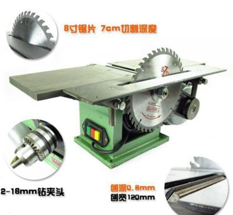 Bench Multifunctional Woodworking machine for Planing/ Sawing/ Drilling 220V T