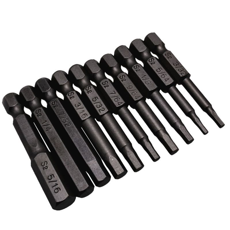 ya 26 10PCS Black Hexagon Screwdriver Bits Steel 4 Inch Shank Screw