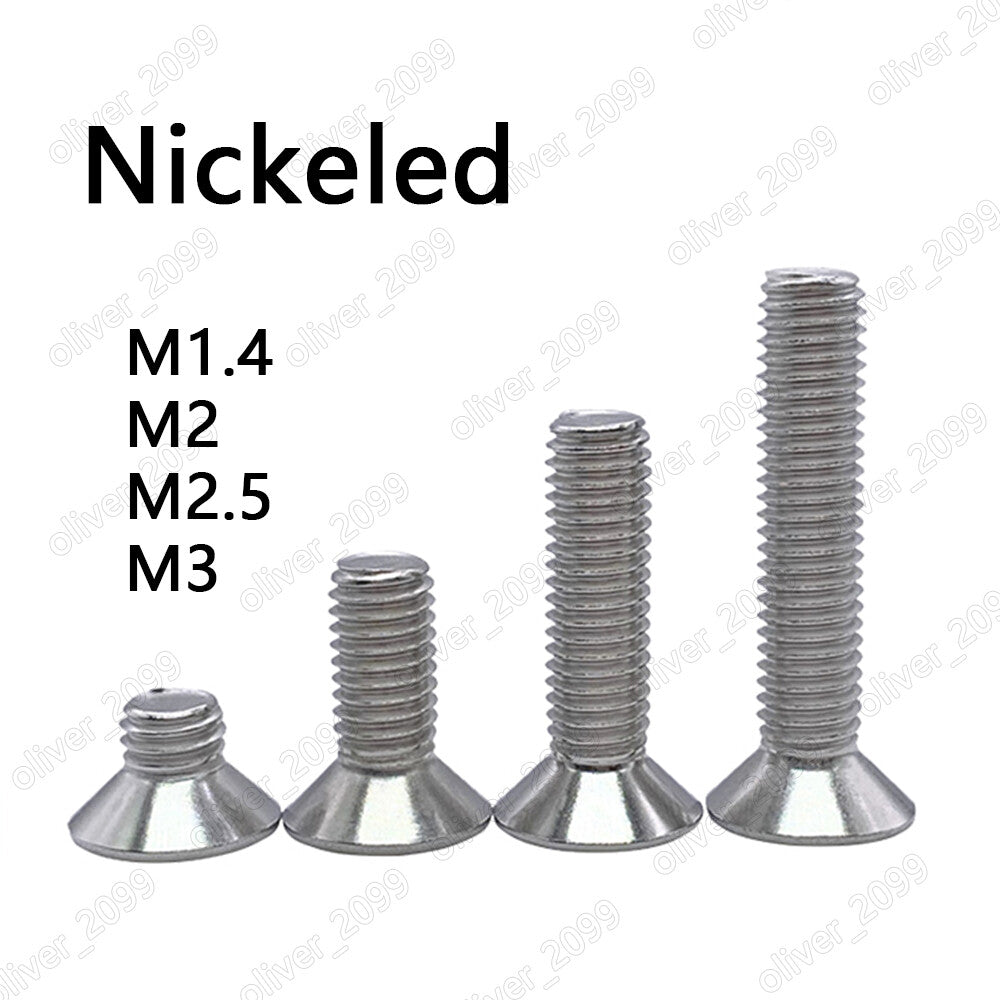 Nickeled Steel Phillips Countersunk Flat Head Small  Screws M1.4 M2 M2.5 M3