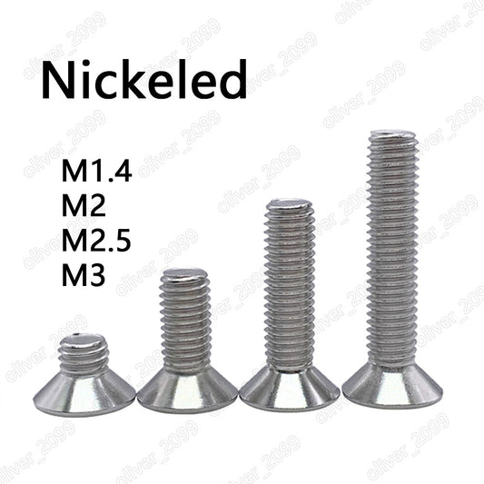 Nickeled Steel Phillips Countersunk Flat Head Small  Screws M1.4 M2 M2.5 M3