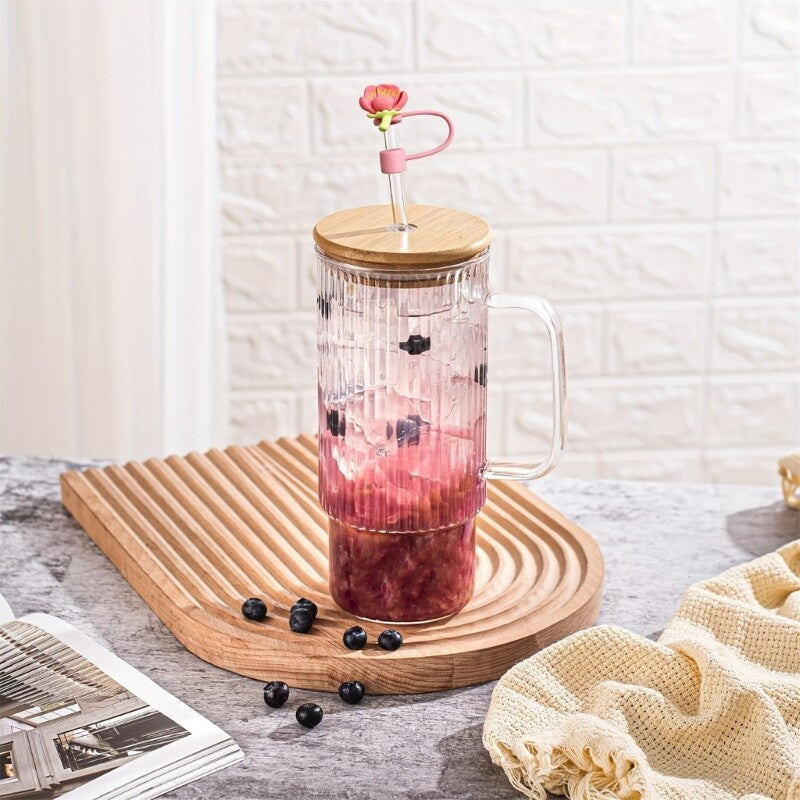 ya 26 Decorative Accessaries Flower Straw Caps Silicone Texture Straw Tip for Straw