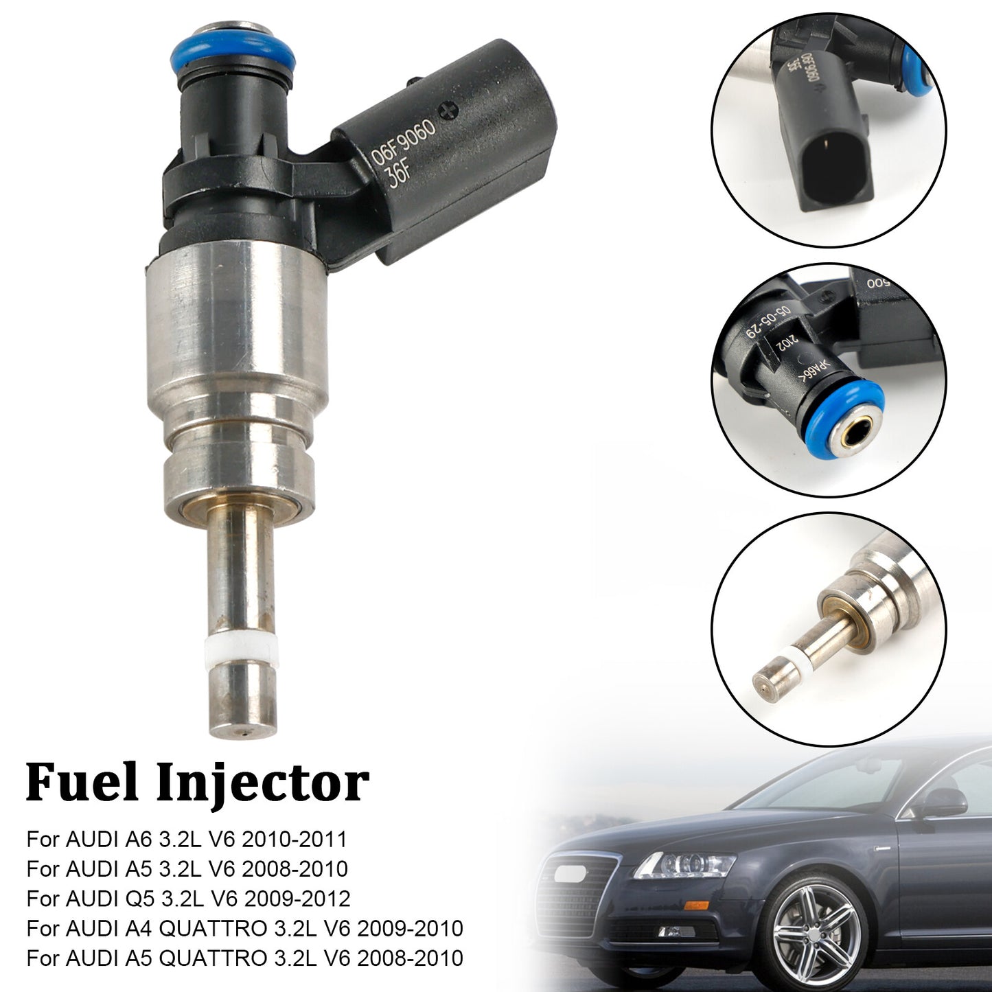 ya 1 8.5.3 1PCS Fuel Injector 06E906036F for Audi Q5 A4 A5 A6 3.2L V6 2008-11 0261500037
