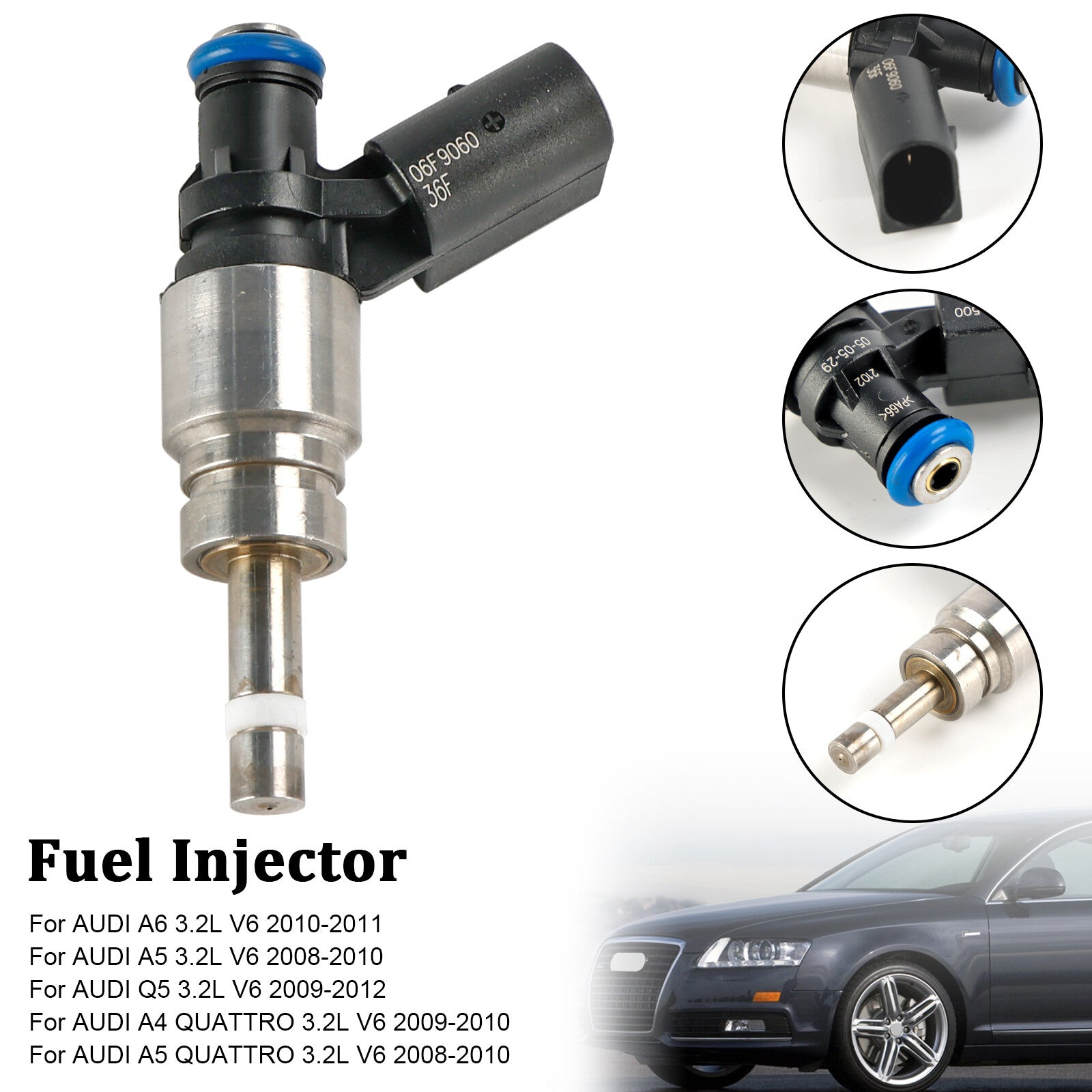 ya 1 8.5.3 1PCS Fuel Injector 06E906036F for Audi Q5 A4 A5 A6 3.2L V6 2008-11 0261500037