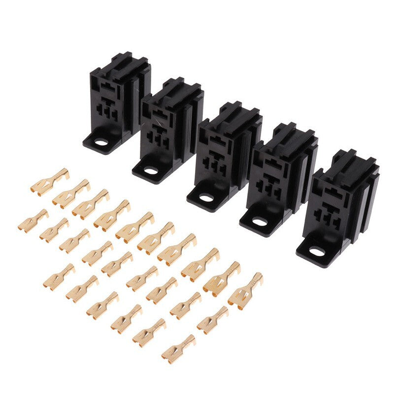 ya 1 7.4 5pcs 12V/24V 60AMP 5-Pin Car Automotive Relay Socket With 25pcs Copper-Terminals