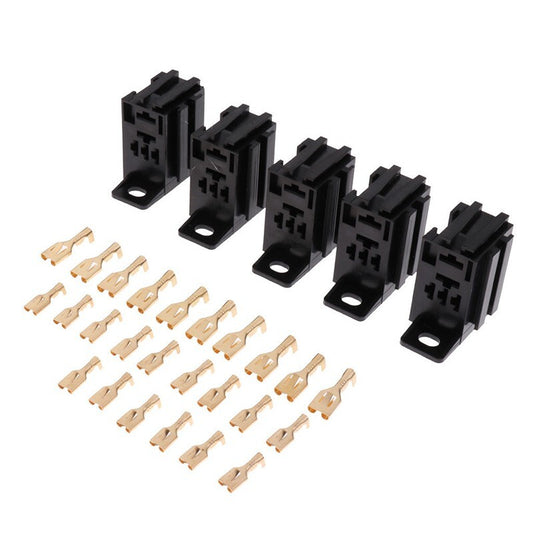 ya 1 7.4 5pcs 12V/24V 60AMP 5-Pin Car Automotive Relay Socket With 25pcs Copper-Terminals