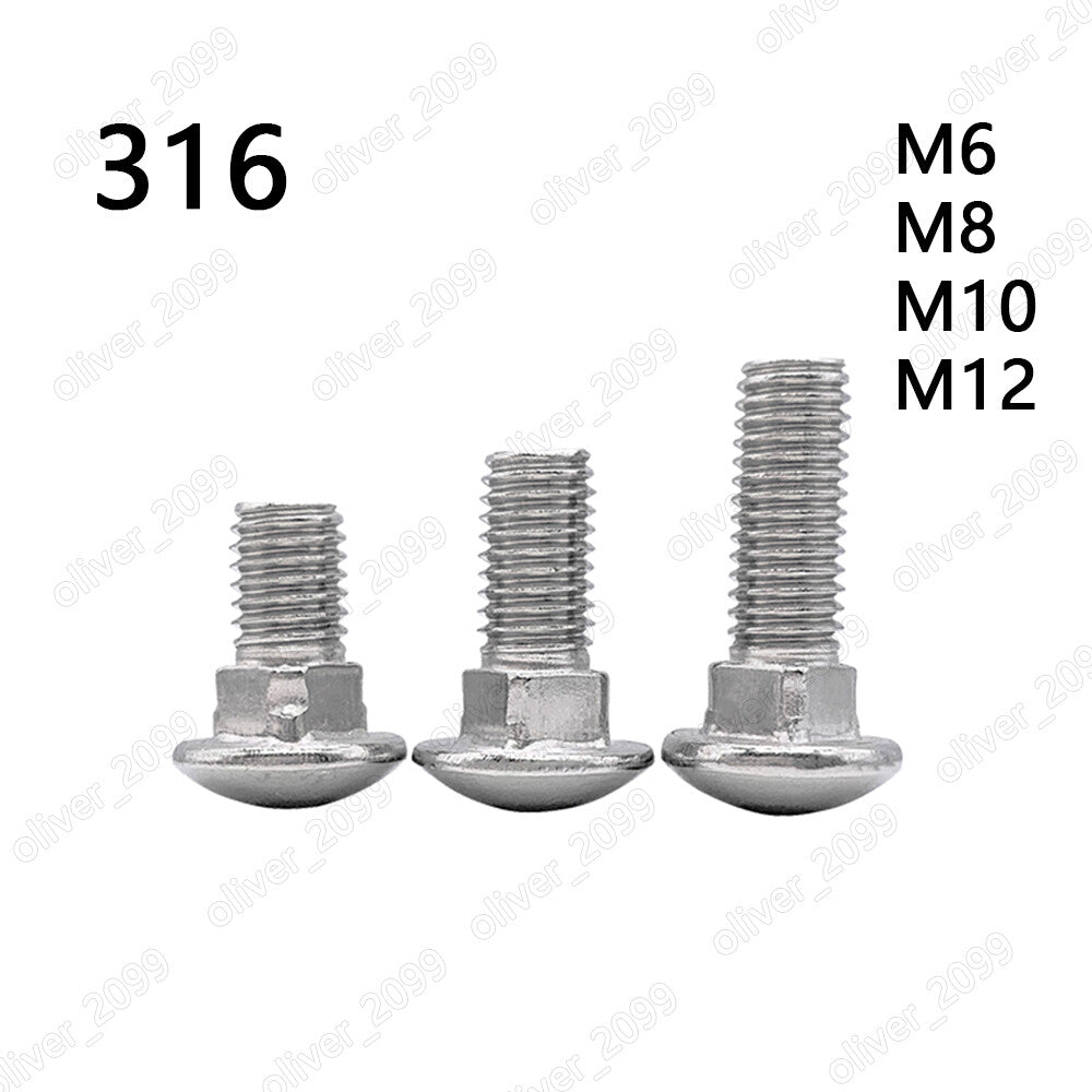 316 Stainless Steel Mushroom Cup Head Square Neck Bolts DIN603 M6 M8 M10 M12