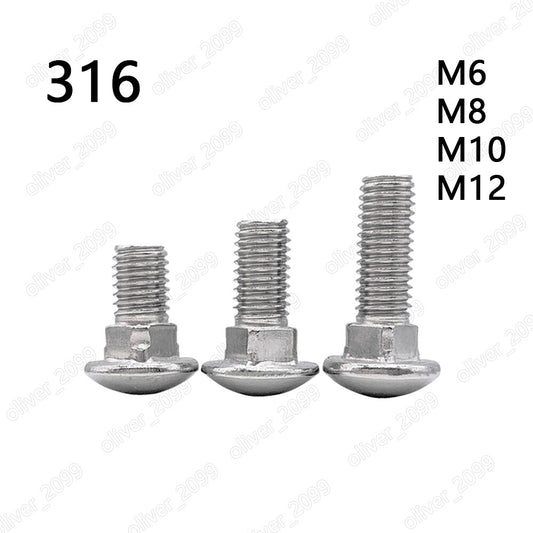316 Stainless Steel Mushroom Cup Head Square Neck Bolts DIN603 M6 M8 M10 M12