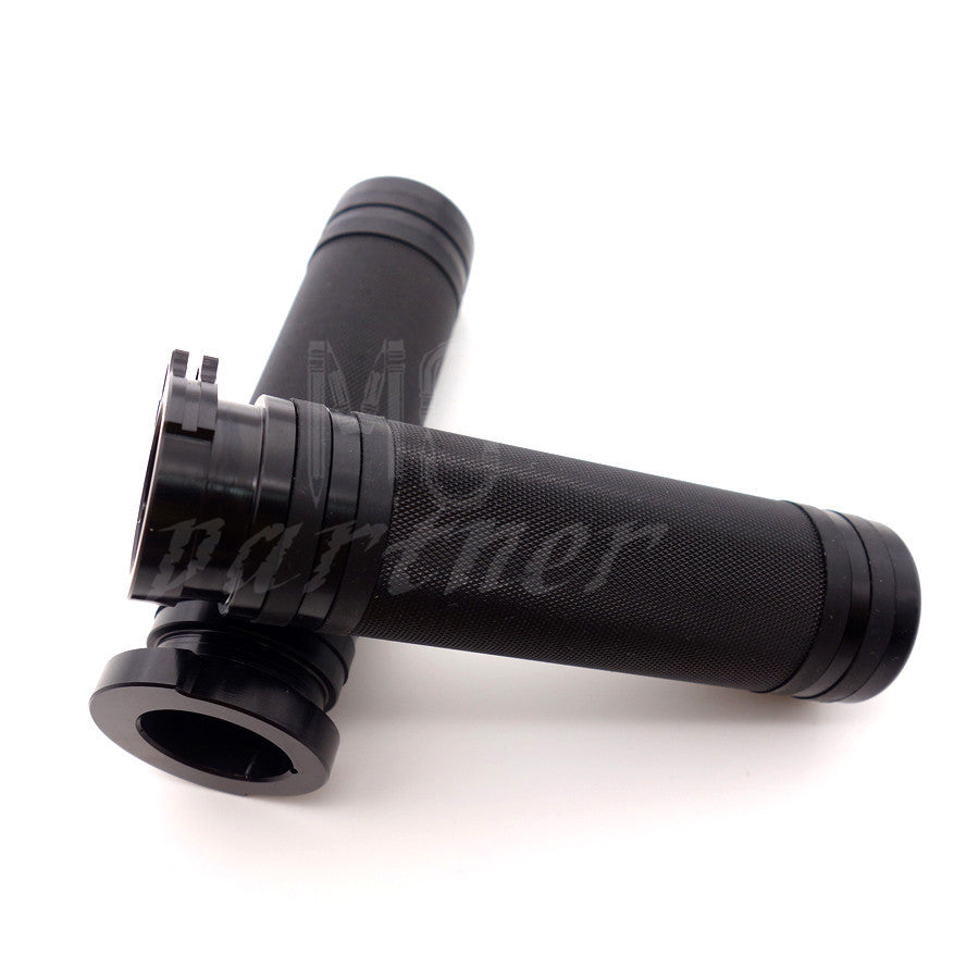 ya 5 8.7 1 Black CNC Knurled Handlebar Hand Grips for Harley V-Rod Touring Softail XL