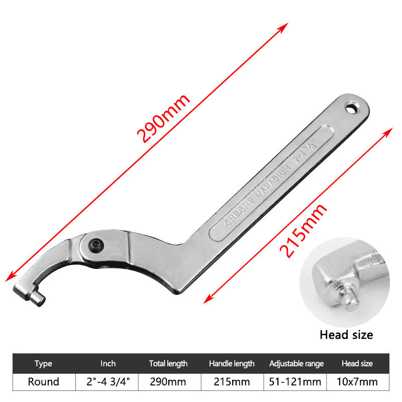 ya 1 7.3 Adjustable hook spanner 51-121 mm C round spanner tool slotted fixed universal
