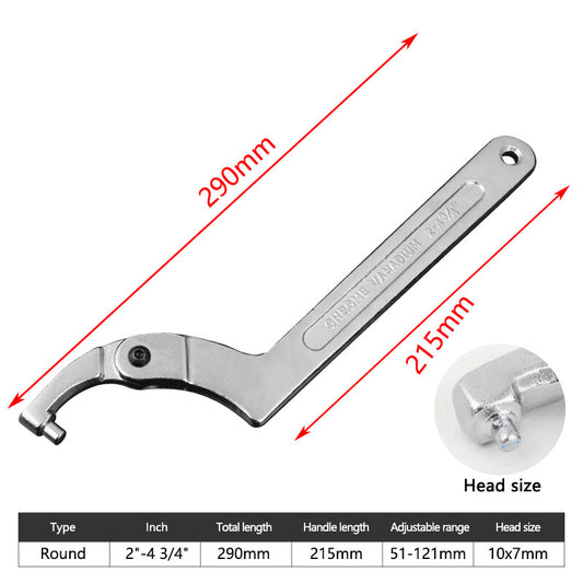 ya 1 7.3 Adjustable hook spanner 51-121 mm C round spanner tool slotted fixed universal