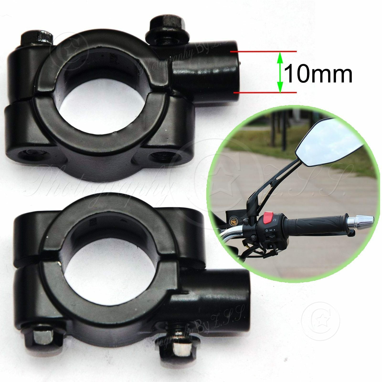ya 4 6.21 Motorcycle e-Bike Bike Rear Mirror Mount Clamp Holder Hand Bar Bracket Part-10mm