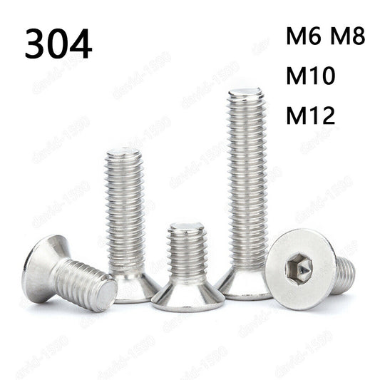 304 Stainless Steel Hex Socket Countersunk Flat Head Screws M5/M6/M8/M10/M12/M16