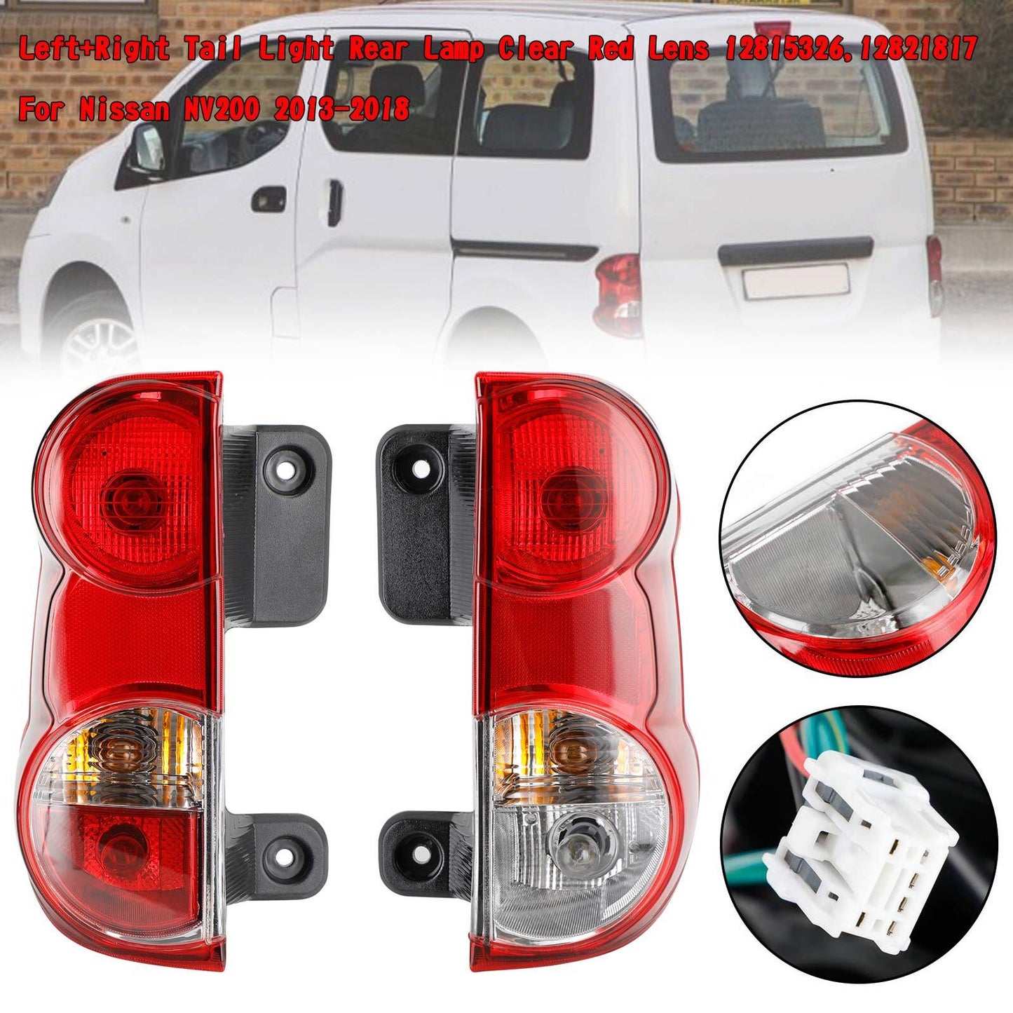 ya 1 8.12 baidi Left+Right Tail Light Rear Lamp Clear Red Lens For NV200 2013-18