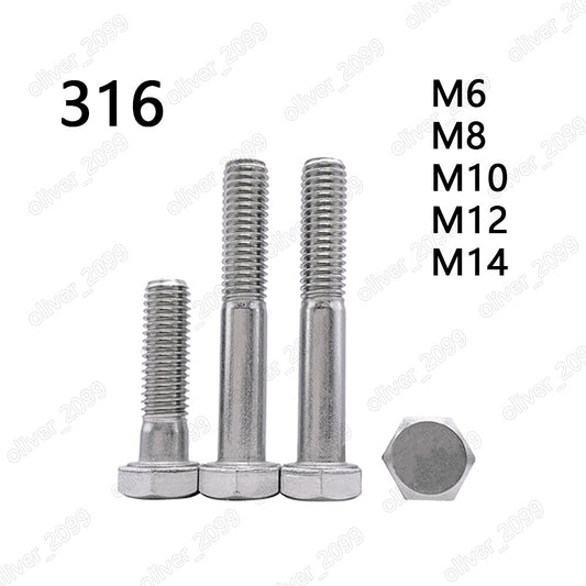 316 Stainless Steel Hexagon Head Bolts Partial Thread DIN931 M6 M8 M10 M12 M14