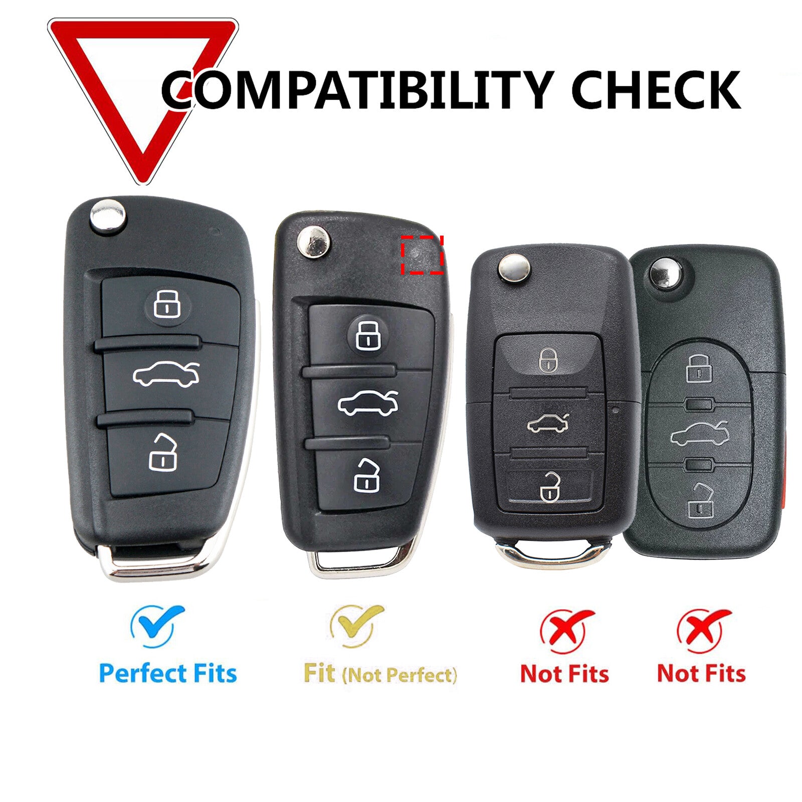 ya 5 8.7 Leather Flip Key Fob Remote Key Case Shell 3 Button for Audi A1 A3 A4 TT