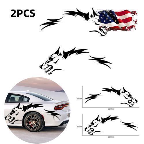 ya 1 7.8 2PCS Black Car Stickers Running Wolf Vinyl Decals Door Side Pickup Vehicle Truck