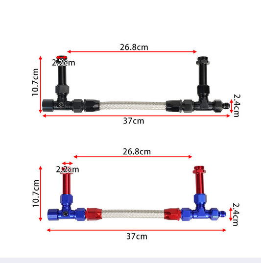 ya 2 7.16 8AN Male Flare Dual Inlet 4150 Fuel Line Kit 7/8 Stainless Carburetor Blue
