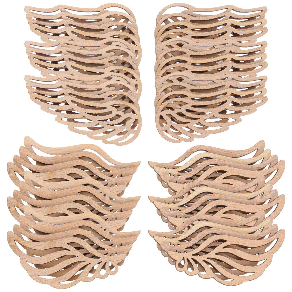 ya 25 100 Pcs Angel Wings Wooden DIY Chips Baby Unfinished Crafts Decor for Or ments
