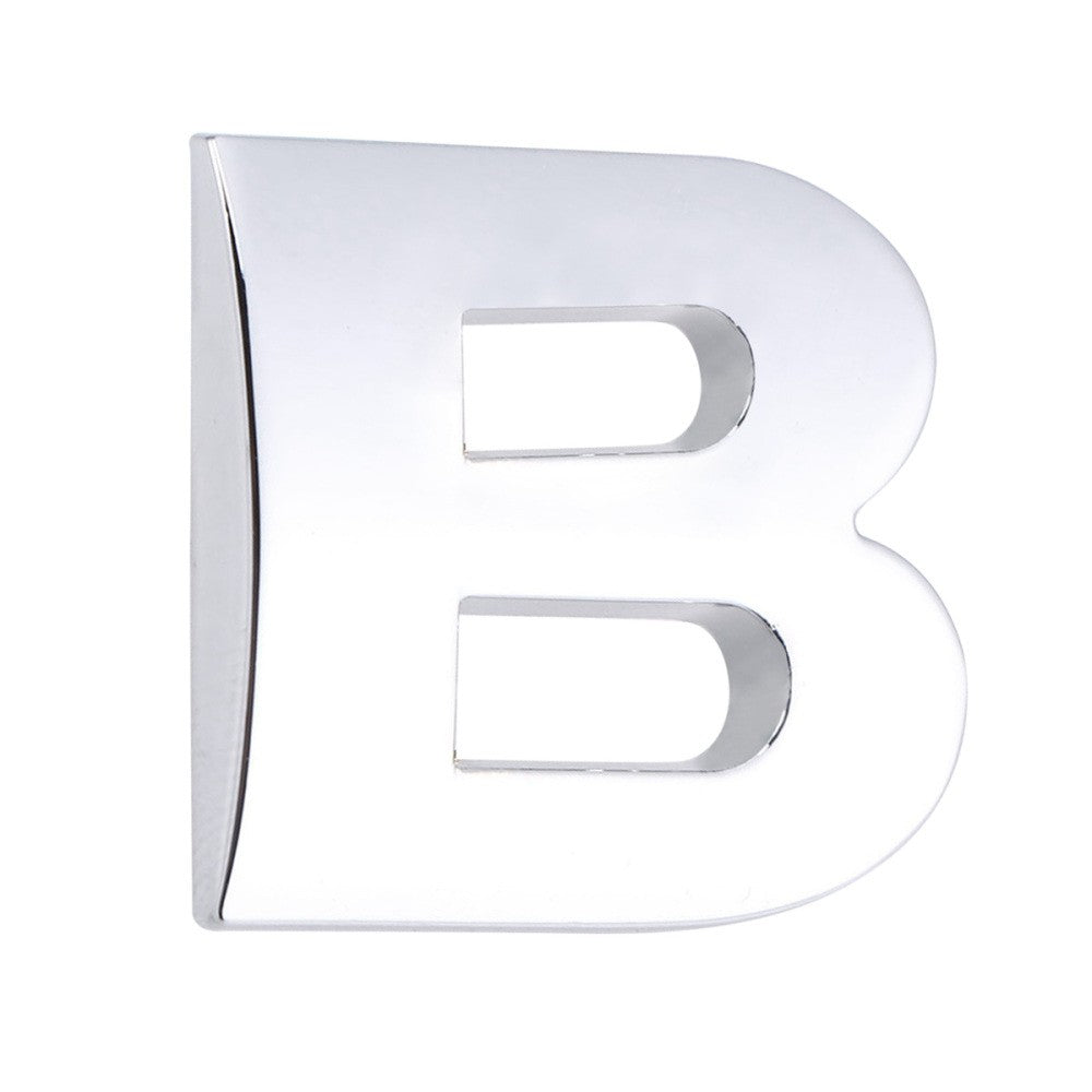 ya 1 7.13 3D DIY Metallic Alphabet Sticker Car Letter Silver Badge Decal (B)