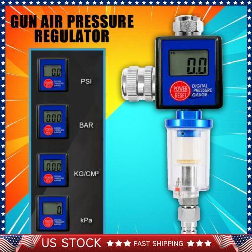 ya 1 7.7 For Spray Gun Digital Pressure Gauge 1/4 Air Flow Regulator Filter ToolbdAe