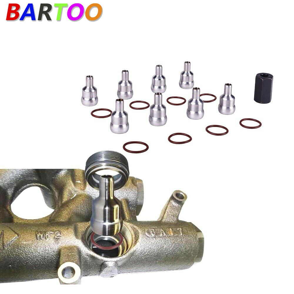 ya 9 6.4 8PCS High Pressure Oil Rail Ball Tube Repair Kit+Tool For 2003-2010 for Ford 6.0L