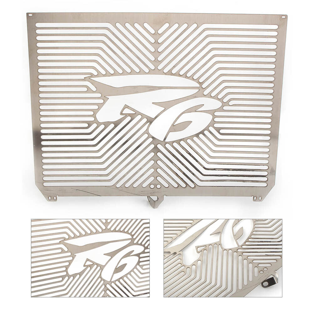 ya 1 7.8 Fit for Yamaha YZF-R6 2017-2020 Silver Radiator Grille Guard Shield Cover Protective