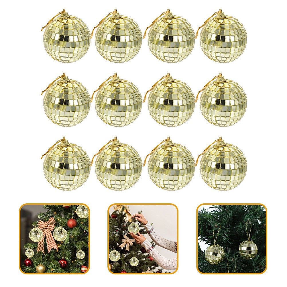 ya 25 12pcs Mirror Disco Tree Hanging Party Glass Pendants
