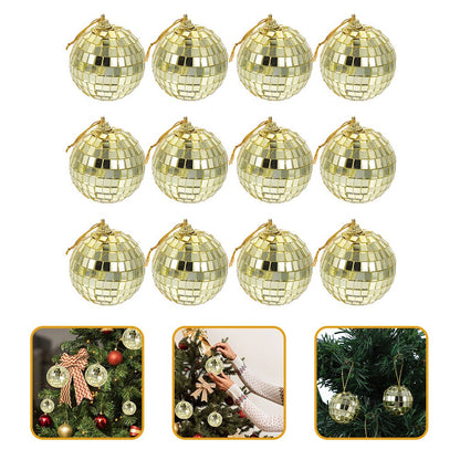 ya 25 12pcs Mirror Disco Tree Hanging Party Glass Pendants