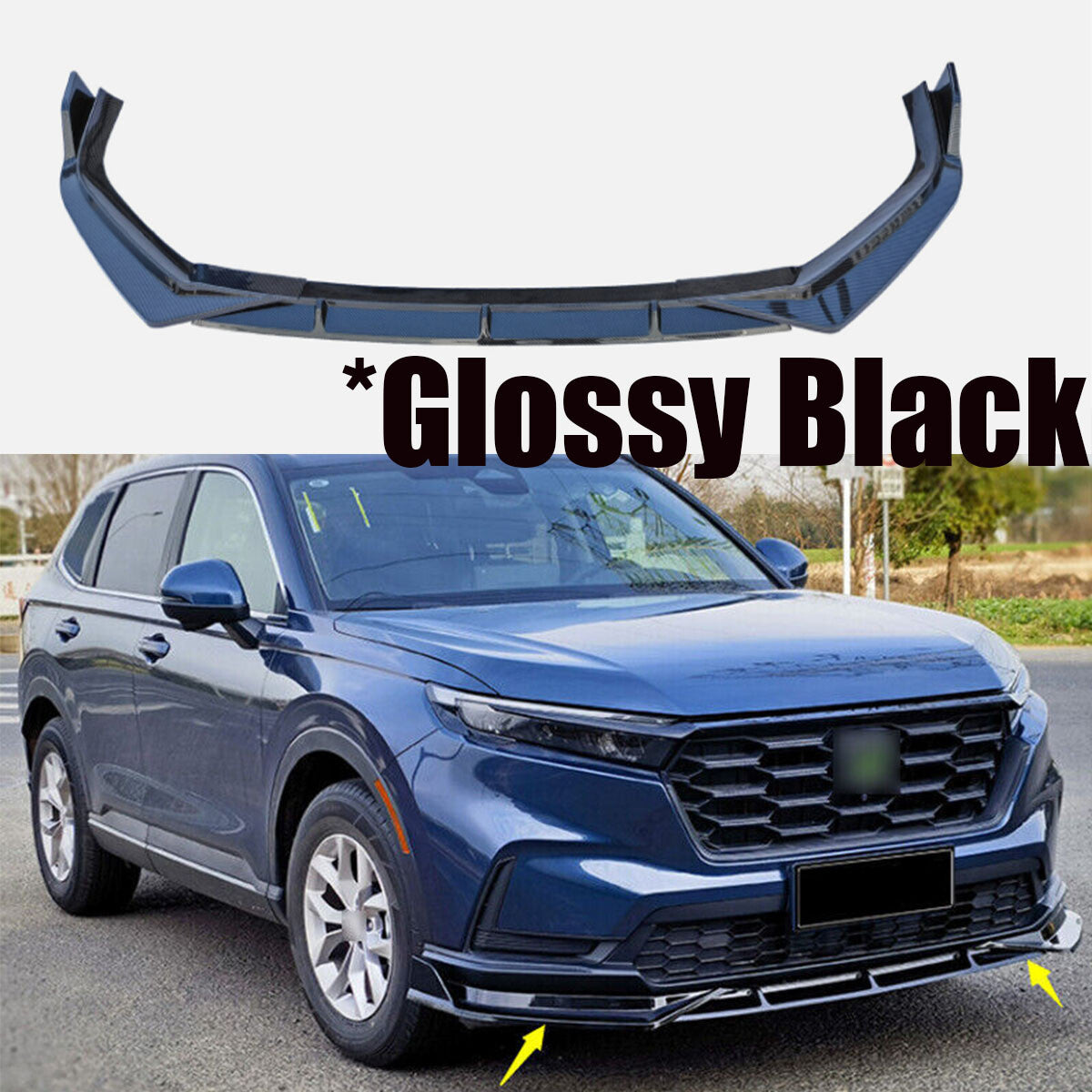 ya 10 10.28 Glossy Black For 2023 2024 for Honda CR-V ABS Front Bumper Lip Spoiler Spli
