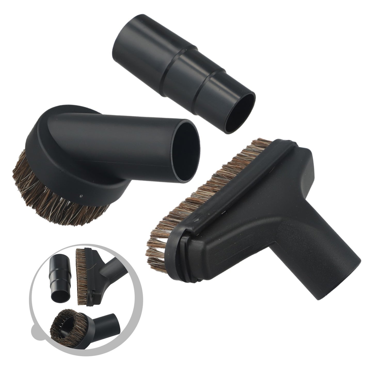 ya 25 Round Dust Brush Long Soft Bristles Suction Attachment 32mm Adapter KIT USE