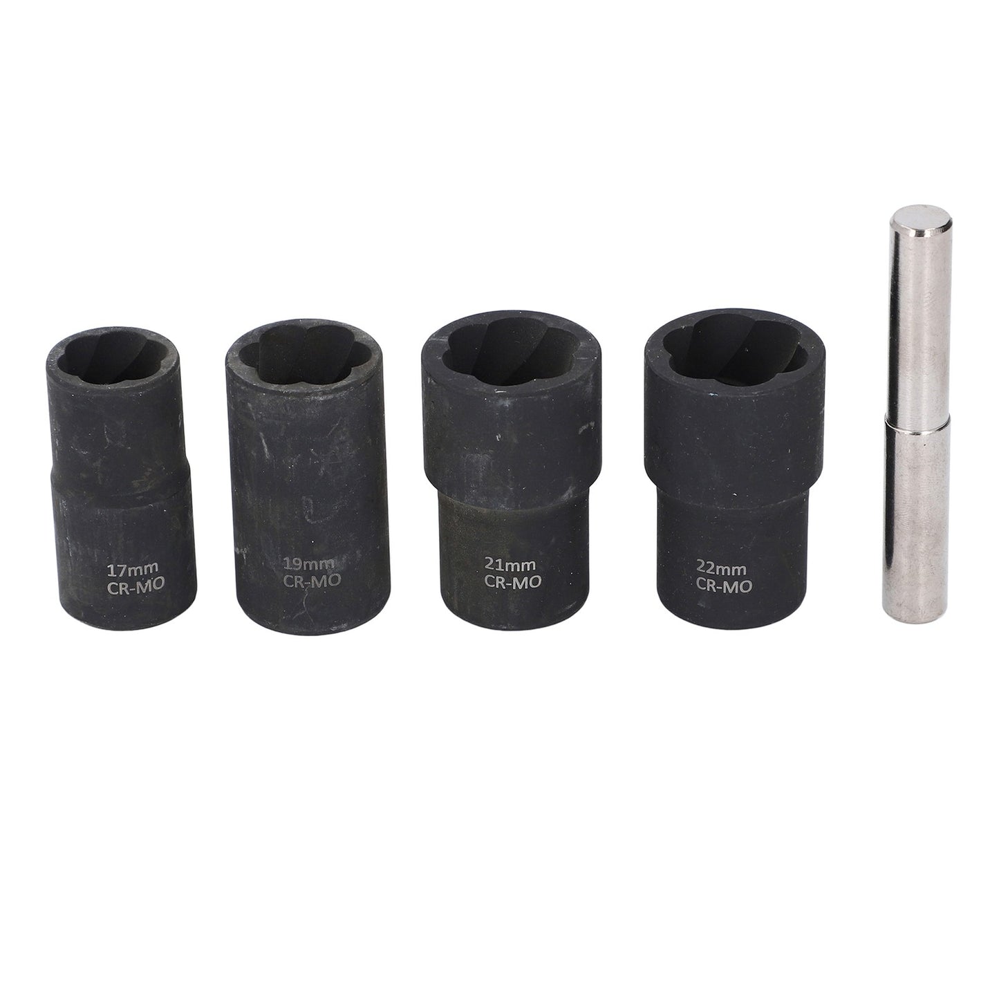 ya 25 5Pcs Bolt Extractor Kit 1/2in Drive Impact Lug Nut Remover Tool Metric 17mm