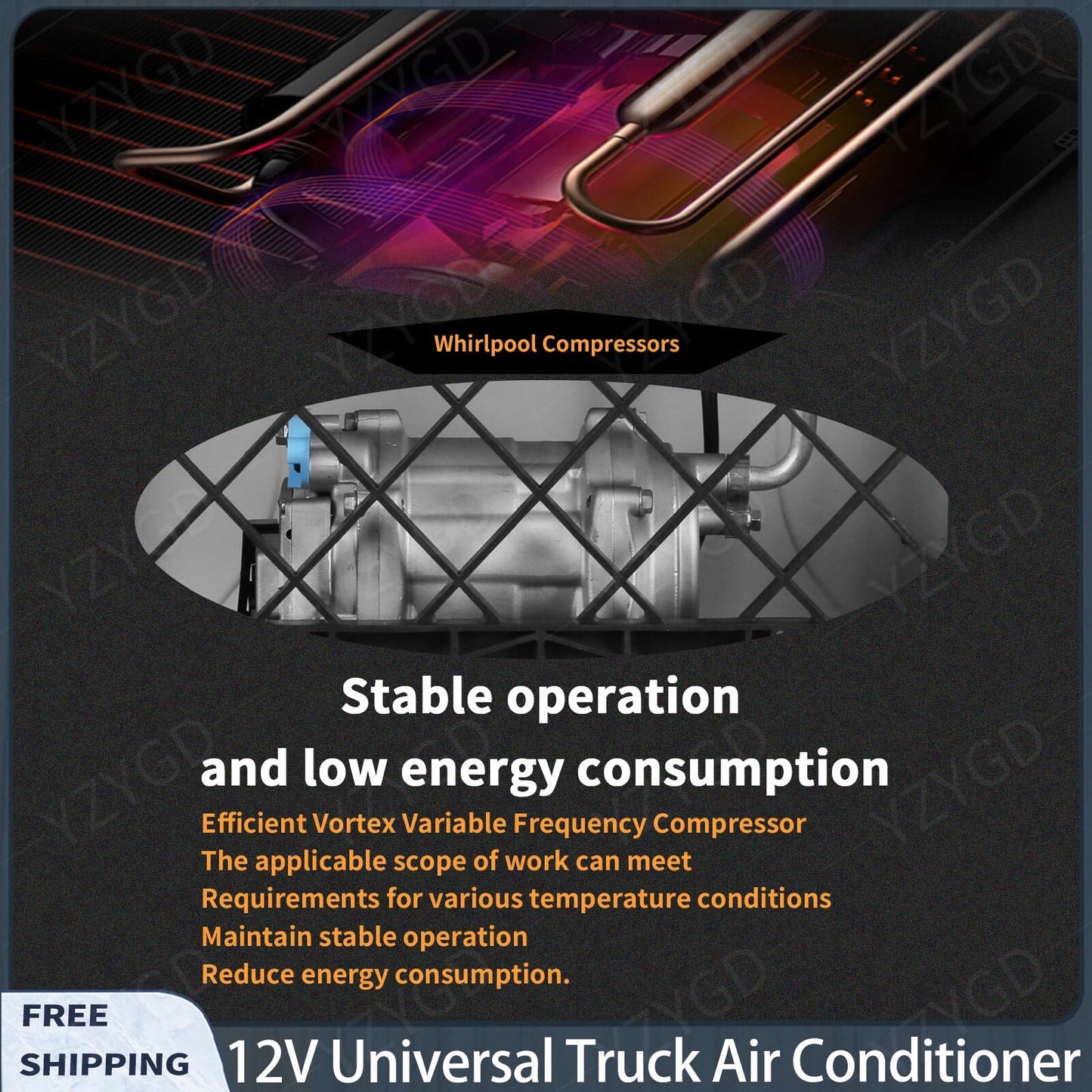 ya 1 8.12.2 baidi 12V 10000BTU Truck Cab Air Conditioner For Semi Trucks Bus RV Caravan Split A/C
