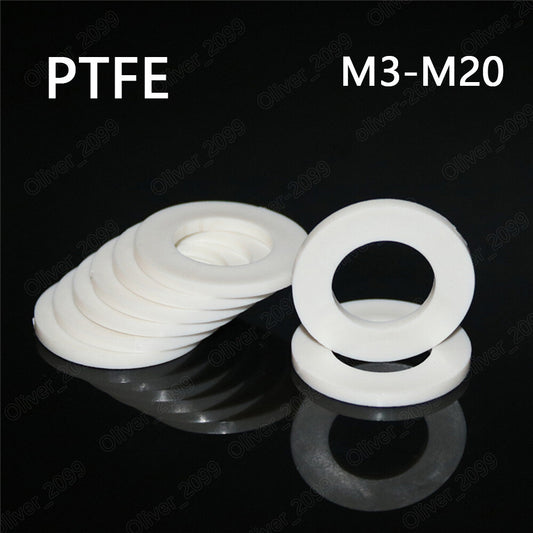 PTFE Plastic Flat Washers Insulation M3 M4 M5 M6 M8 M10 M12 M14 M16 M18 M20