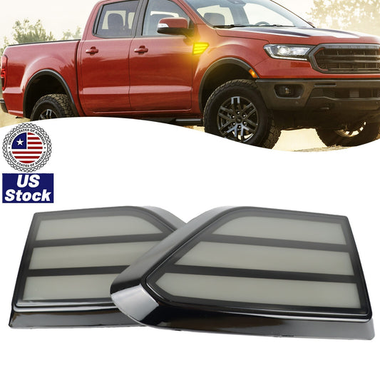 ya 12 5.22.2 Front Fender Side Marker Lights Daytime Running w/Turn for Ford Ranger 2019-2023