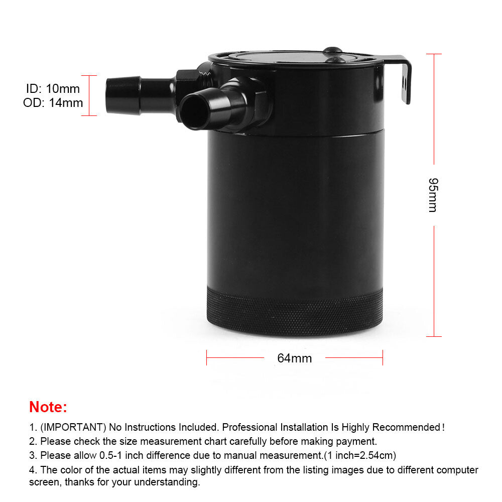 ya 1 8.5.4 Universal 3 Port Oil Tank Reservoir Black 2 Inlet 1 Outlet 