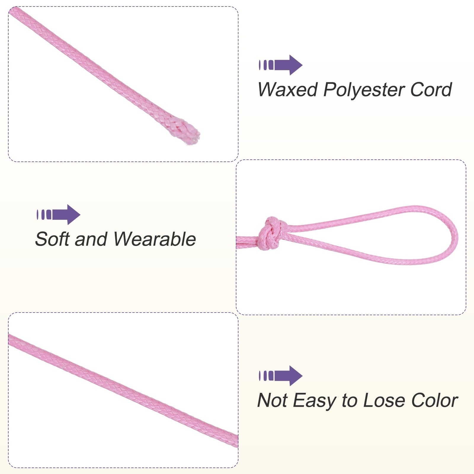 ya 5 8.7 Pink 2mm Waxed Cord 11 Yard Wax Bead Thread String for Jewelry Make
