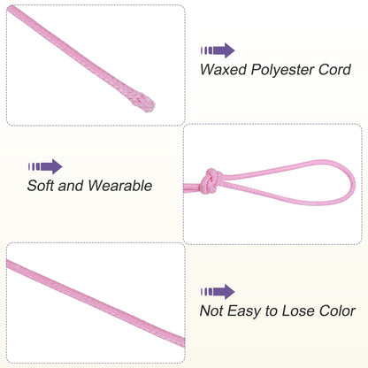 ya 5 8.7 Pink 2mm Waxed Cord 11 Yard Wax Bead Thread String for Jewelry Make